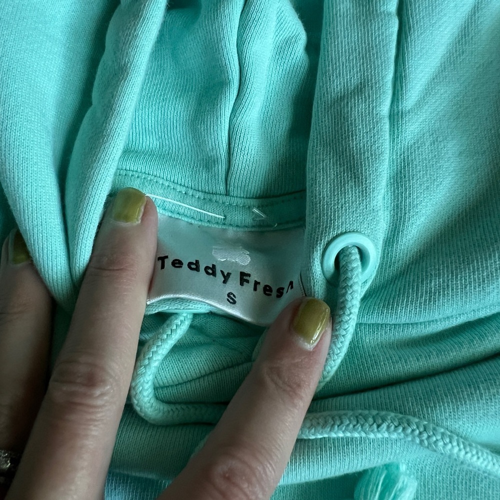 Teddy Fresh Colorblock Hoodie Mint Pink Cream Embroidered Logo Unisex - Picture 5 of 8